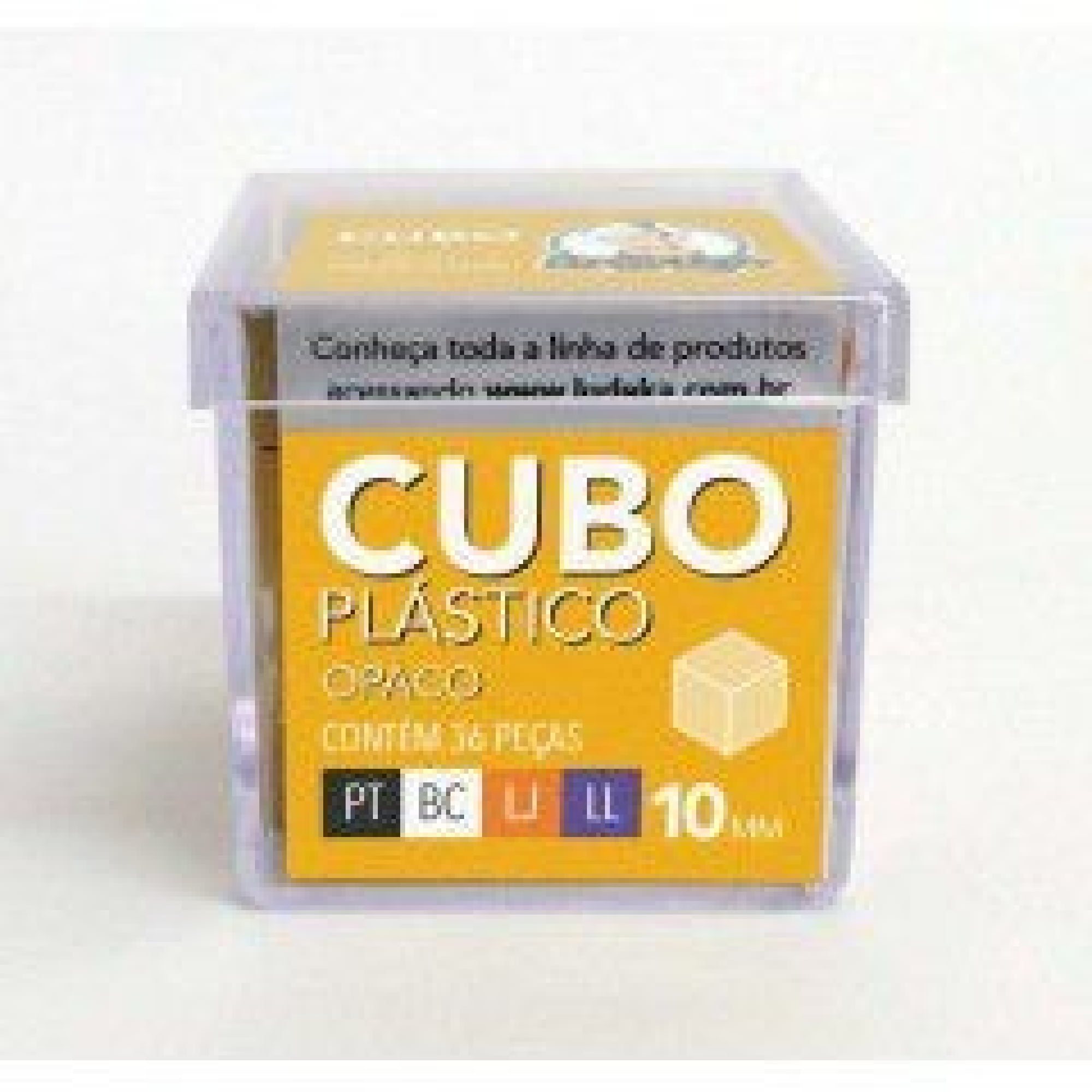 Cubo Plástico Opaco 36 Peças (Preto, Branco, Laranja e Lilás)