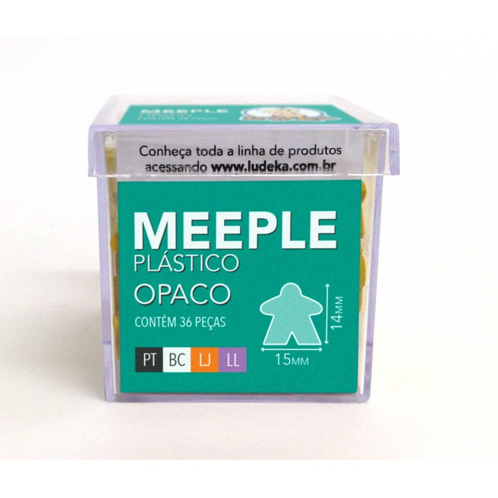 Meeple Plástico Opaco 36 Peças Preto, Branco, Laranja e Lilás