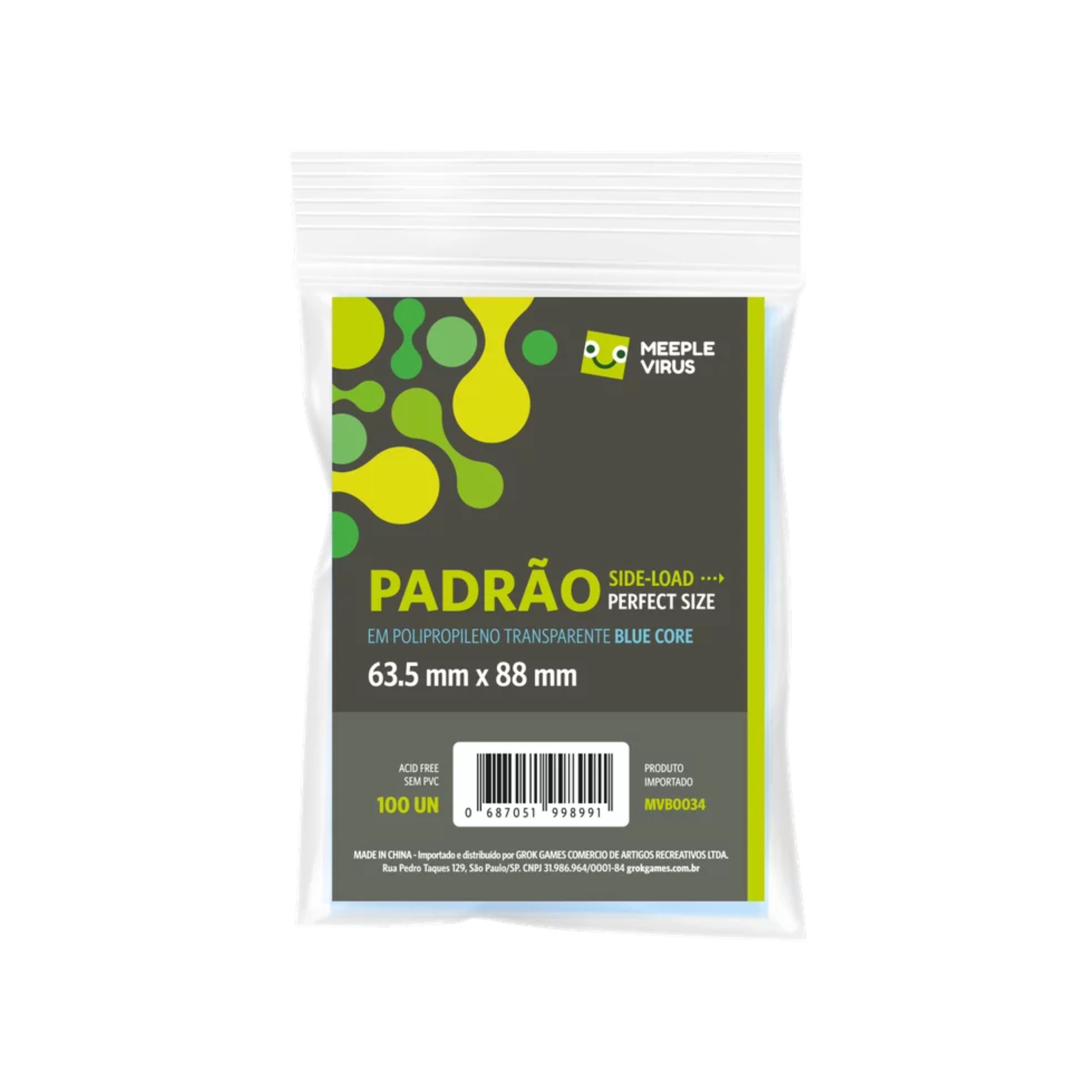 Sleeves Blue Core Padrão Perfect Size Side-Load (63,5 x 88 mm)