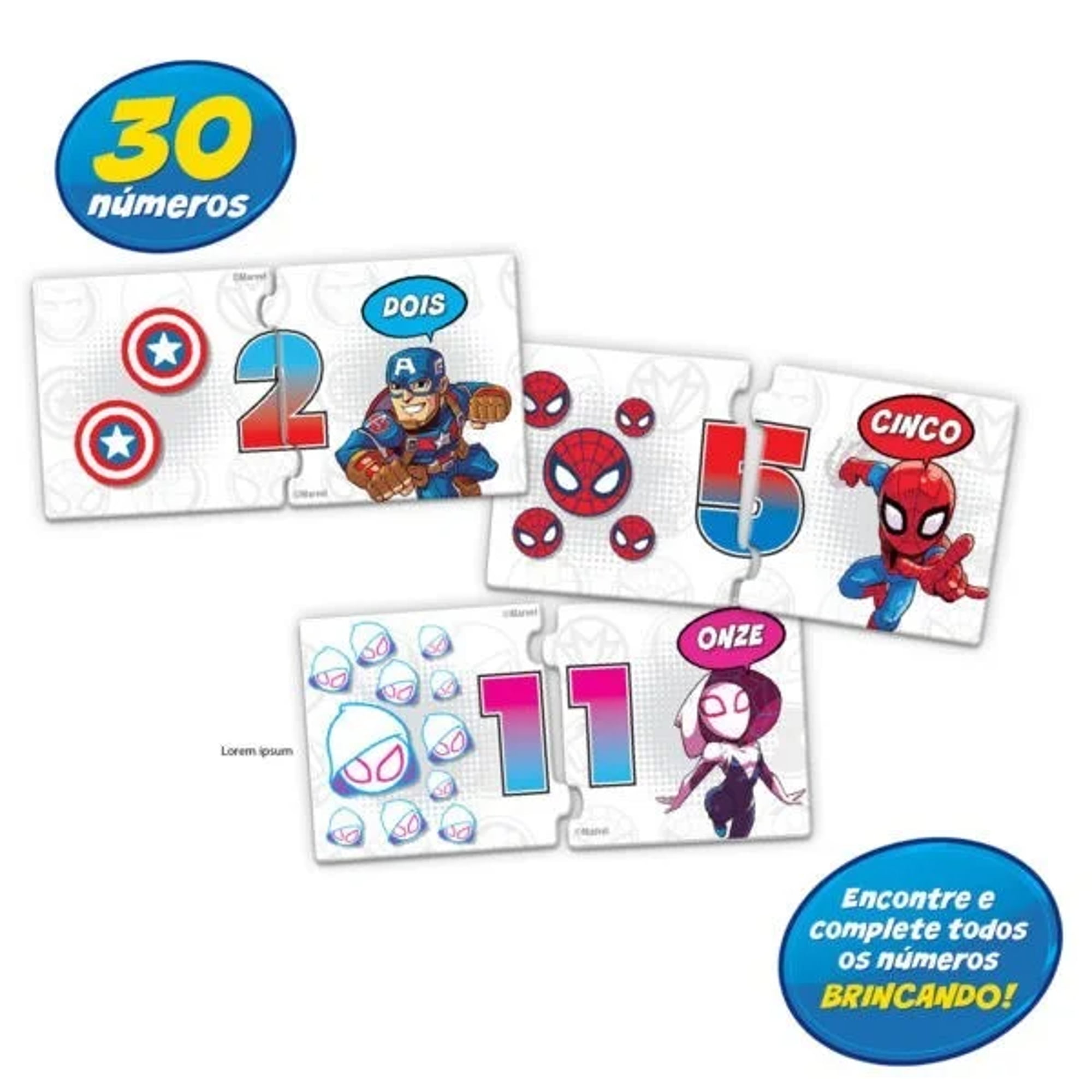 Jogo Educativo Marvel Formando Os Nomes 29 Peças Percepção Visual  Coordenação Motora + De 3 Anos Mimo Toys - 2040 na Americanas Empresas