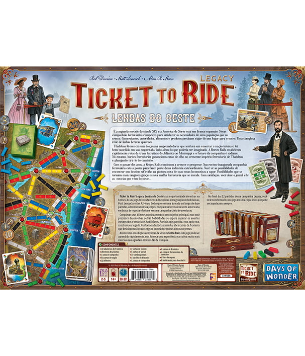 Jogo Ticket To Ride Legacy: Legends of the West - Versão Inglesa - Days Of  Wonder - Jogo de Tabuleiro - Compra na