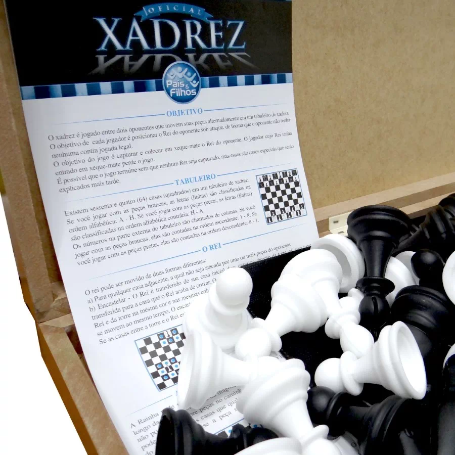 Jogo De Xadrez Oficial Todo Em Madeira Caixa Dobrável Oferta - Escorrega o  Preço