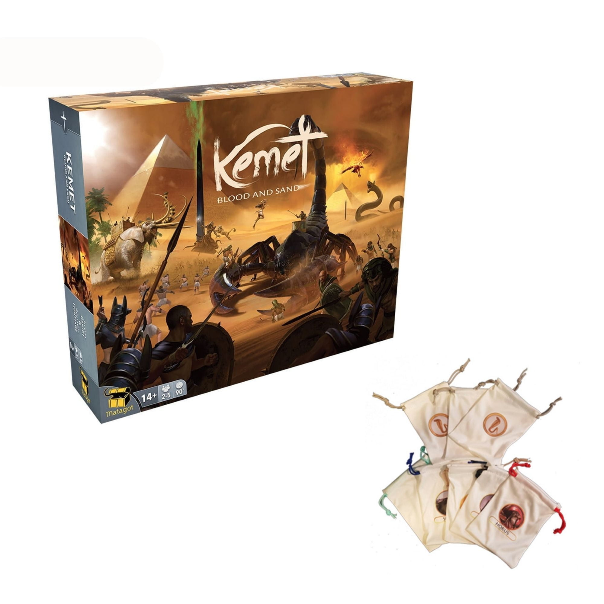 Jogo Base Kemet: Blood and Sand + 8 Sacolas de Tecido + 5ª camada (dashboard) *Avariado