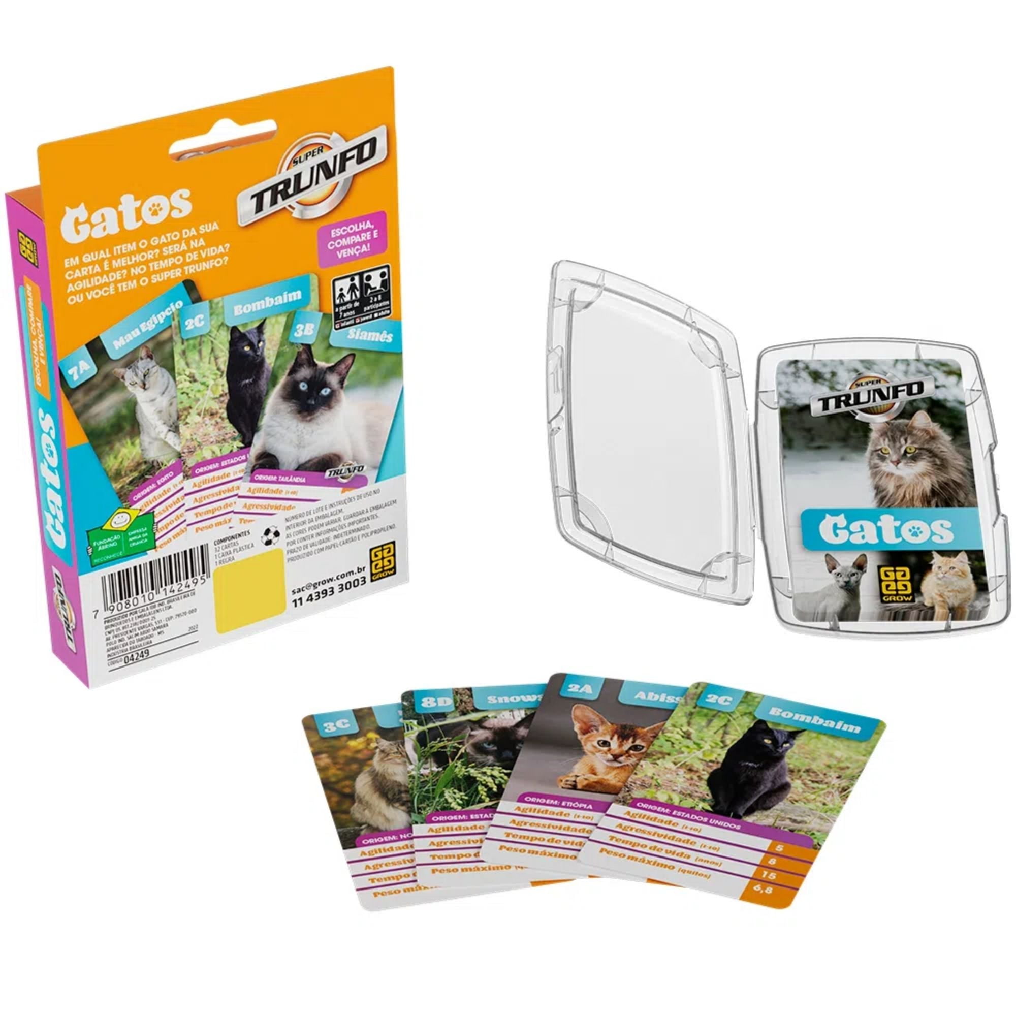 Jogo De Cartas Super Trunfo Gatos - 4249 - Grow - Real Brinquedos