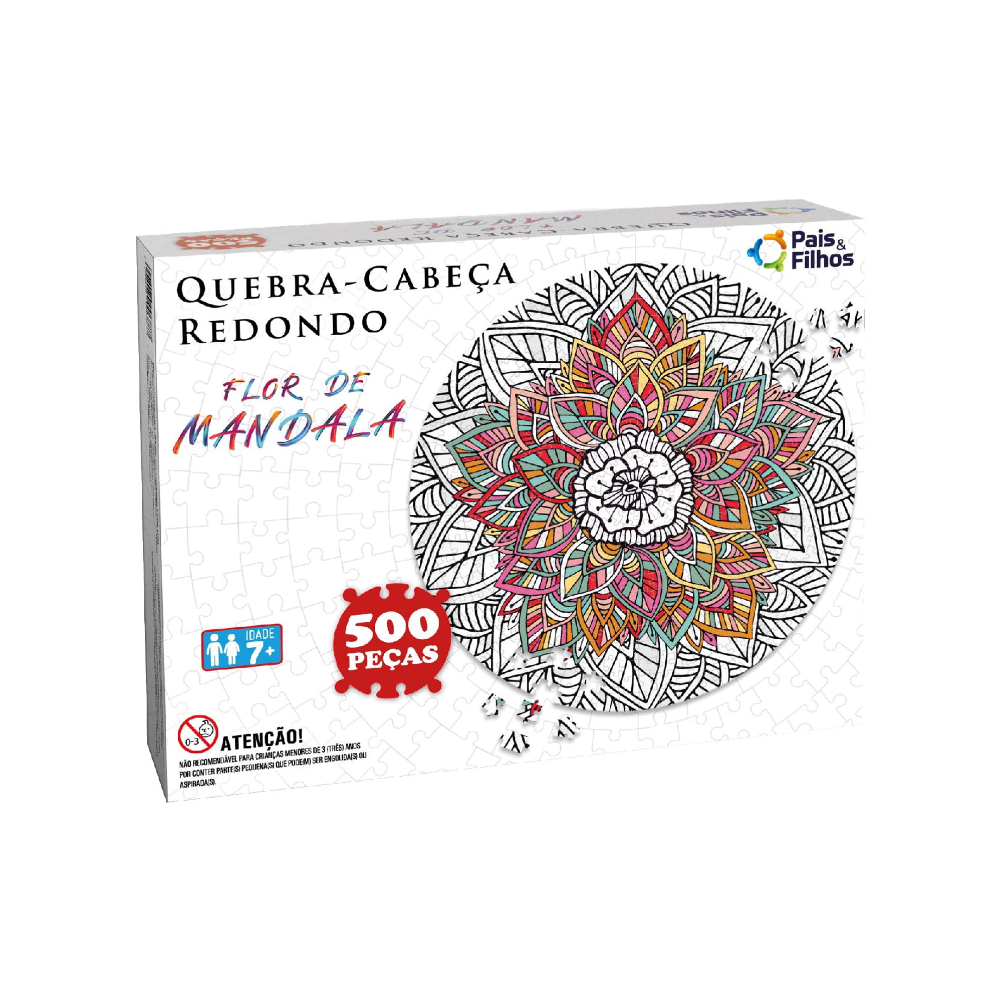 Quebra Cabeça Redondo - Flor de Mandala 500 Peças