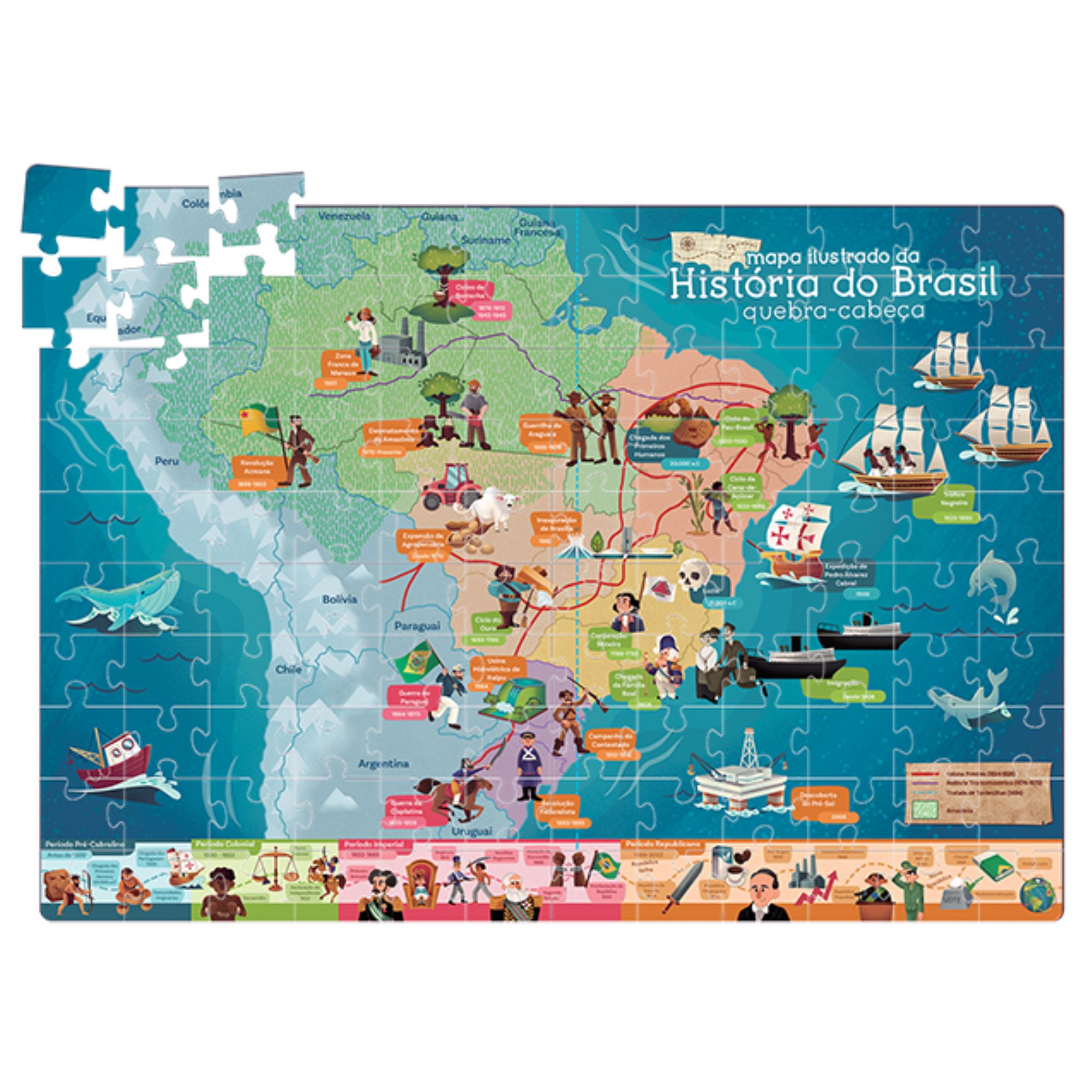 Quebra-Cabeça de Chão - Historia do Brasil 120 Peças Grandes