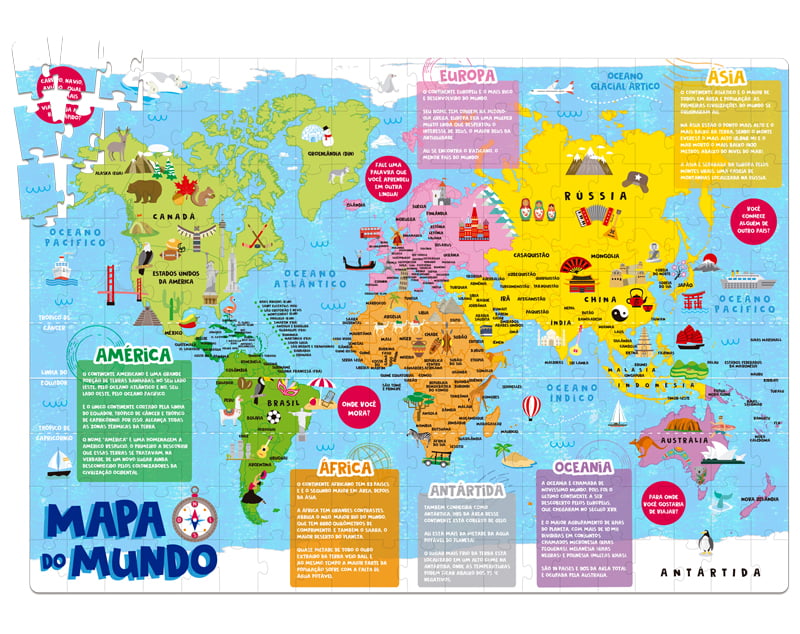 Jogo Quebra Cabeca Puzzle 200 Pecas Mapa do Brasil +7 Anos