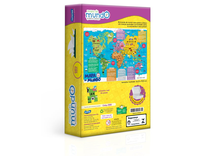 Jogo Quebra Cabeca Puzzle 200 Pecas Mapa do Brasil + 7 Anos na