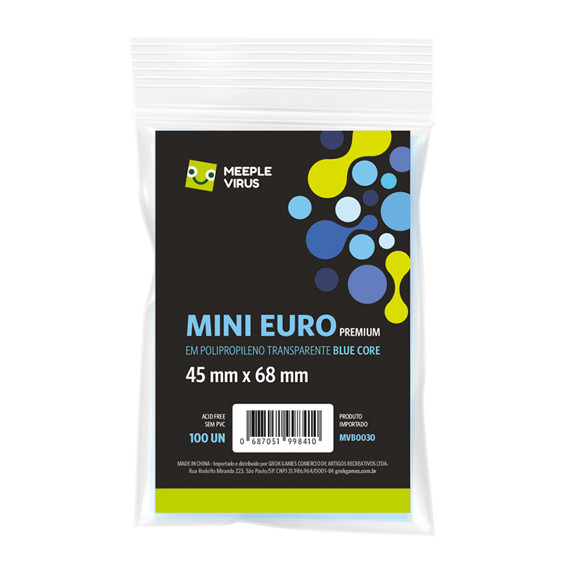 Sleeves Blue Core Mini Euro Premium (45 x 68mm) Meeple Virus