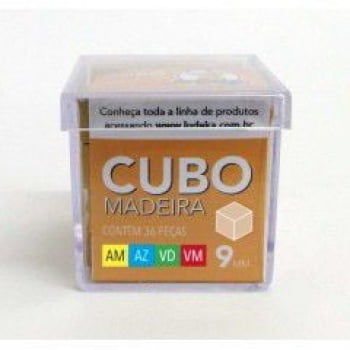 Cubo Madeira 36 Peças (Amarelo, Azul, Verde e Vermelho)