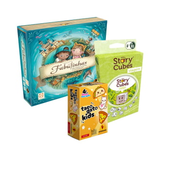 Combo Infantil : Fabulinhas + Taco Gato Kids + Story Cubes Viagem