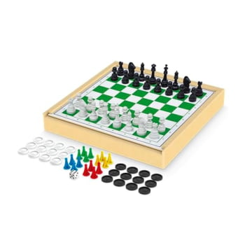 Jogo 4 em 1 - Xadrez, Damas, Trilha, Ludo - Junges