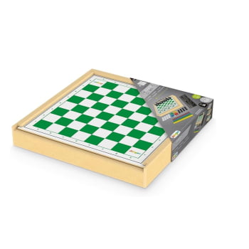 Jogo 6 em 1 - Xadrez, Damas, Ludo, Trilhas, Dominó, Pega Varetas - Junges
