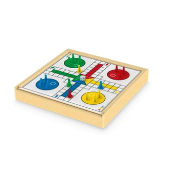 Jogo 6 em 1 - Xadrez, Damas, Ludo, Trilhas, Dominó, Pega Varetas - Junges