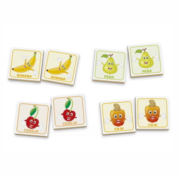 Jogo da Memória Frutas- 30 peças ( Estojo Madeira)