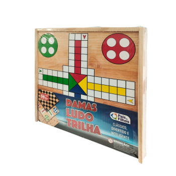 Jogo 3 em 1-  Damas, Ludo, Trilha - Pais & Filhos