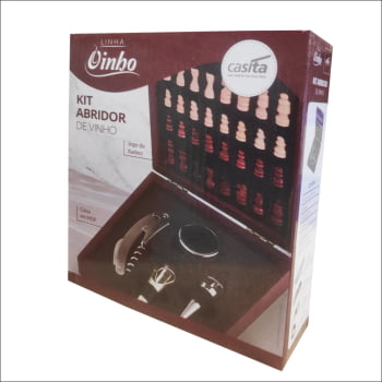 kit Abridor de Vinho + Jogo de Xadrez kit Abridor de Vinho + Jogo de Xadrez