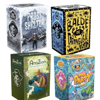 Kit Jogos Bucaneiros Collection : Balde de Caranguejo, Pool Party Stars, Frost Shelter, AmaZoom (Vol 1) + Sleeves Grátis e Kit de Promos