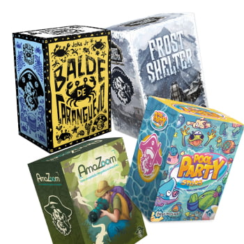 Kit Jogos Bucaneiros Collection : Balde de Caranguejo, Pool Party Stars, Frost Shelter, AmaZoom (Vol 1) + Sleeves Grátis e Kit de Promos