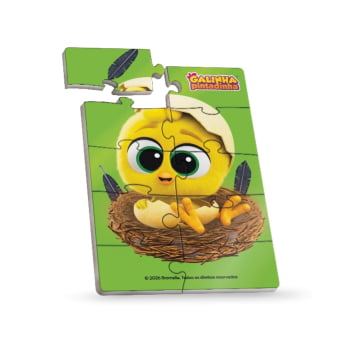 Mini Quebra-cabeça Galinha Pintadinha de Madeira - 10 Peças - Caixa com 6 Peças 