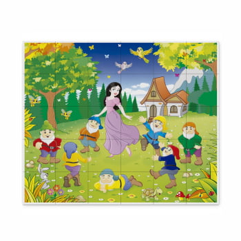 Quebra-Cabeça Branca de Neve 30 Peças + História Ilustrada (Estojo de Madeira)