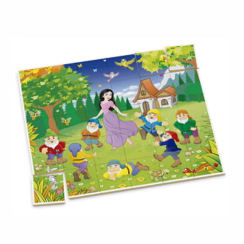 Quebra-Cabeça Branca de Neve 30 Peças + História Ilustrada (Estojo de Madeira)