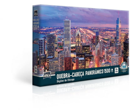 Quebra Cabeça Panorâmico - Skyline de Chicago 1500 Peças